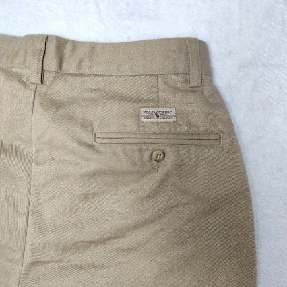 Vintage Polo Ralph Lauren Pants Mens 30x28 Beige Chino Pleated Straight Classic
